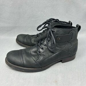 Dune London Simon Casual Leather Lace-Up Boots Black Men’s Sz 10 M